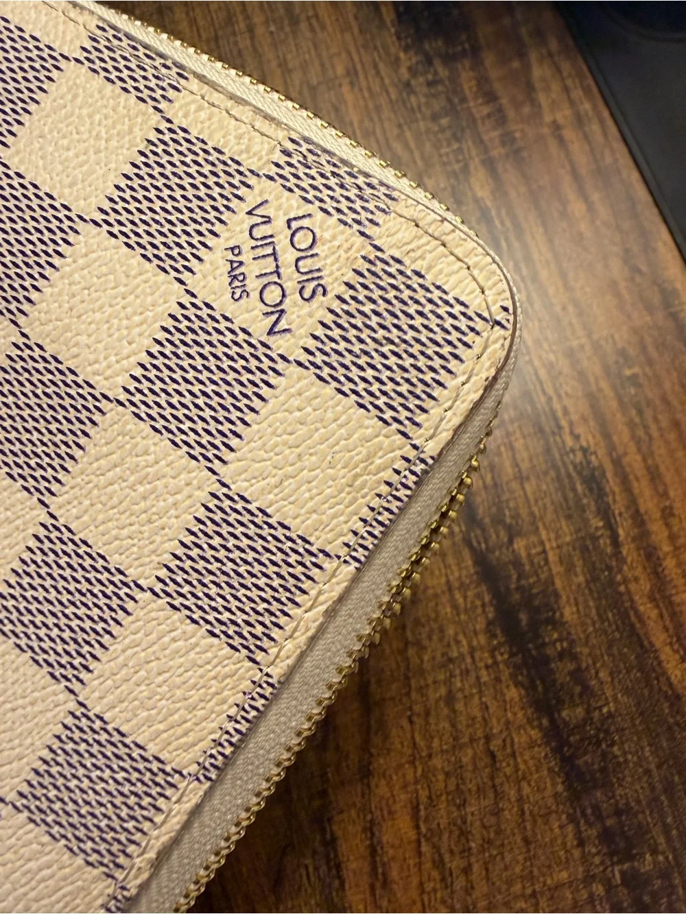 Louis Vuitton Damier Azur Zip Around Wallet - Cream & Blue